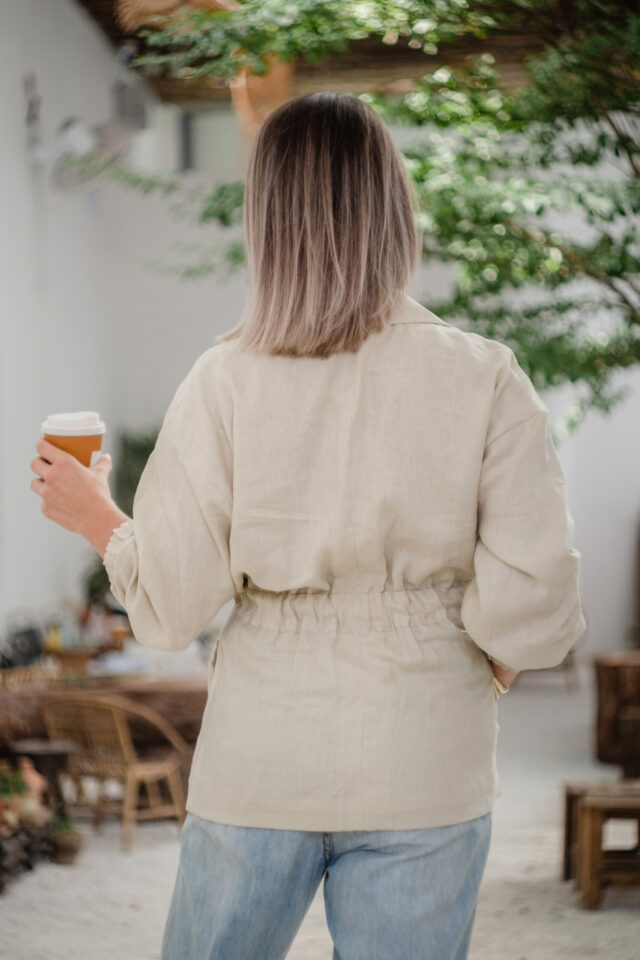 linen coat back beige