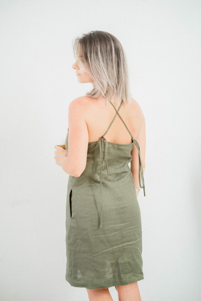 linen dress back small straps