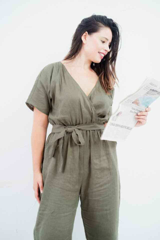 jumpsuit linen khaki