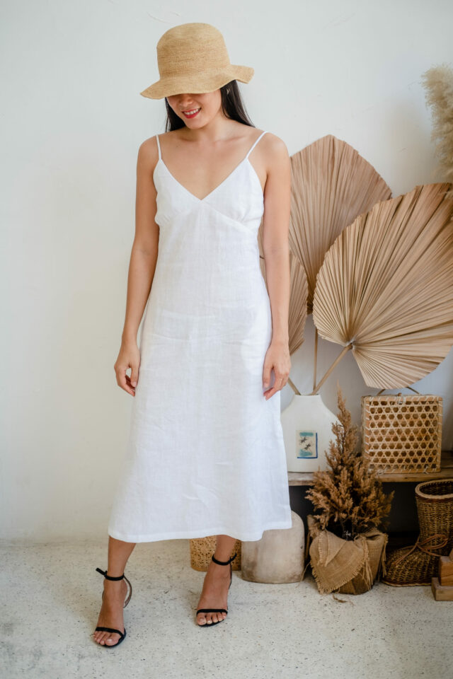 linen bra dress white