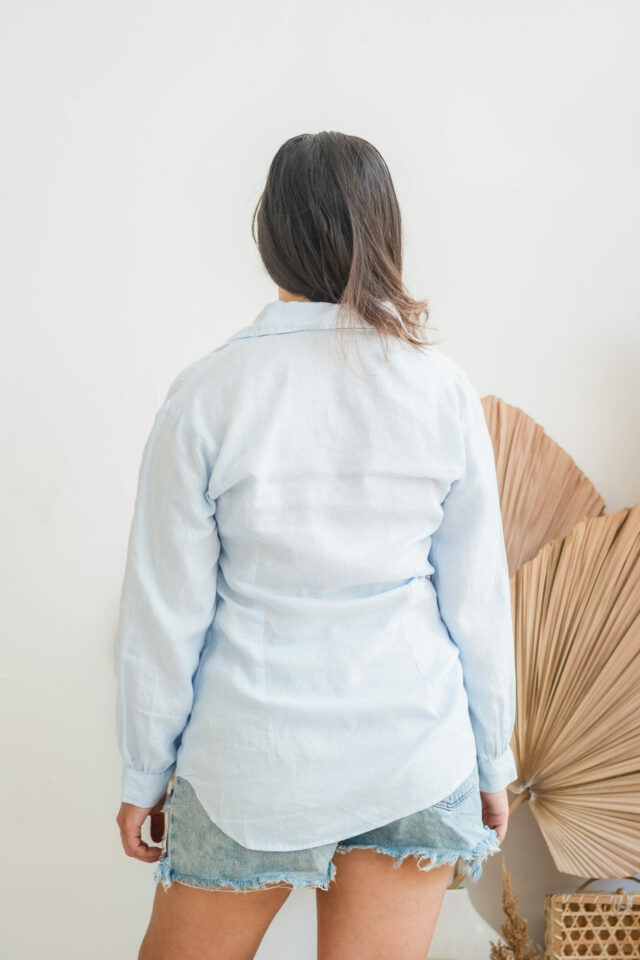 linen shirt back light blue