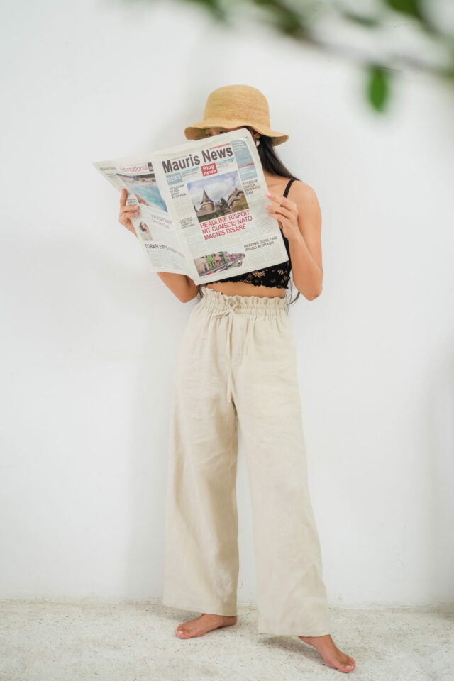 linen beige pants long